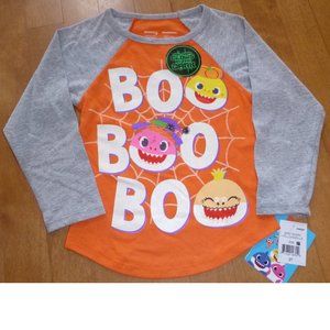 Toddler Girls Boy BABY SHARK Halloween Boo! Boo! Boo! T-Shirt Size 2T Glows NWT